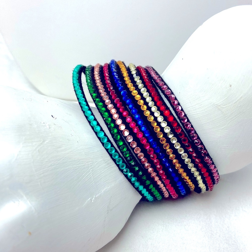 Rainbow tiny rhinestone snap bracelet